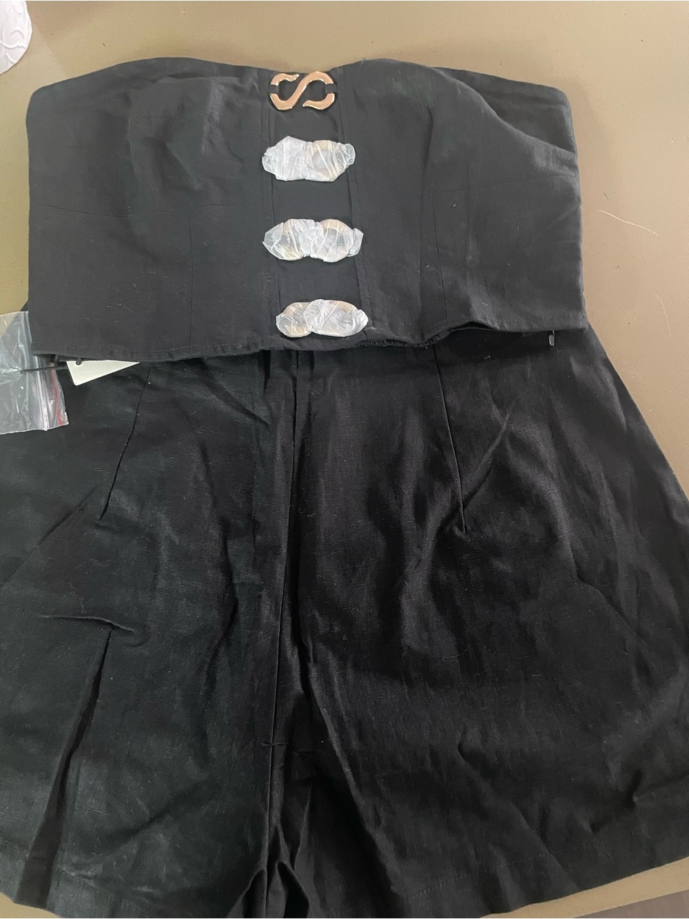 Commense Black Strapless Corset Top with Gold Accents - Picture 4 of 6